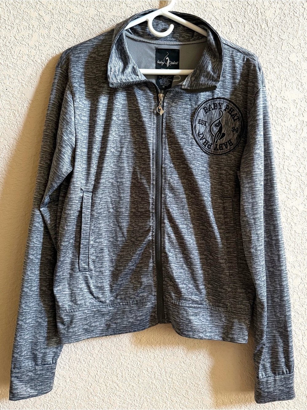 Baby Phat Cat Logo Track Jacket Womens 1X Gray Y2K Full Zip Vintage Baddie